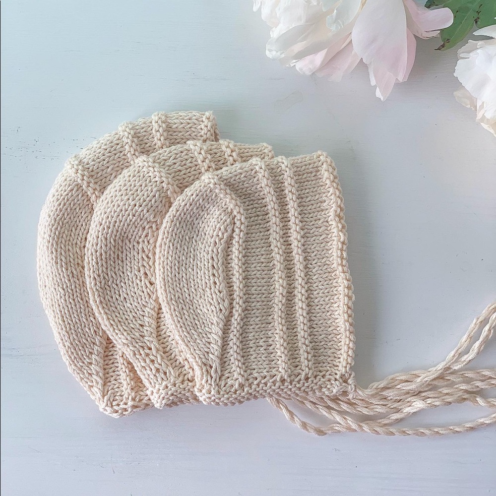 Knitted cotton bonnet baby toddler